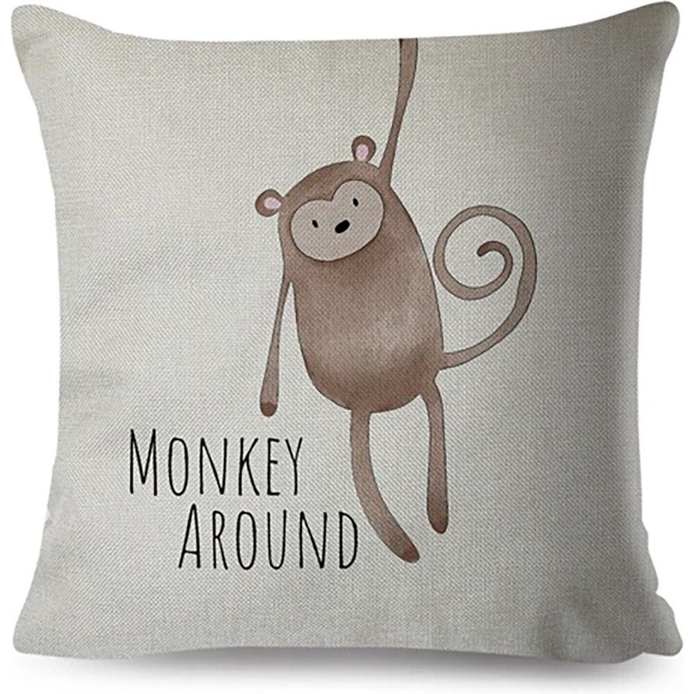 NEW Monkey Around Nursery Throw Pillow Cover Kids Room Jungle Decor